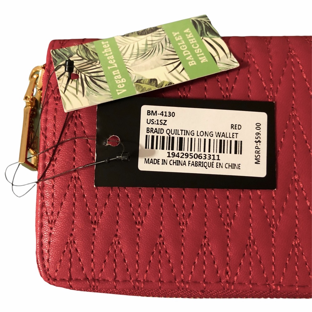 Red Braid Quilting Long Wallet / Credit Card Holder BADGLEY MISCHKA STUDIO - Picture 10 of 10